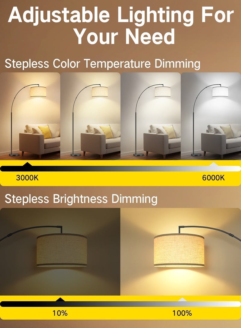 OUTON Floor Lamp with Remote Control, Modern Floor Lamp with Bulb,4 Color,Temperatures,Tall Lamp for Living Room with Hanging Drum Shade and Weighted Base 12 Watt 220V~240V 205CM Metal - Image 2