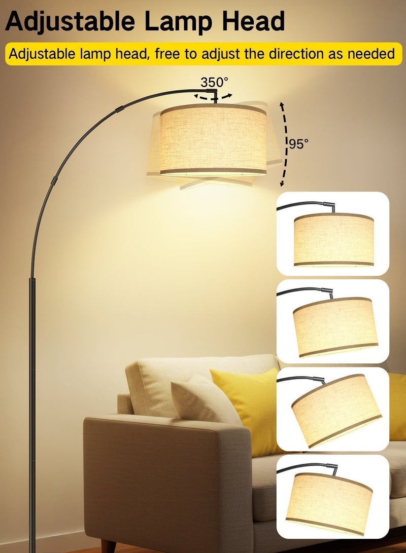 OUTON Floor Lamp with Remote Control, Modern Floor Lamp with Bulb,4 Color,Temperatures,Tall Lamp for Living Room with Hanging Drum Shade and Weighted Base 12 Watt 220V~240V 205CM Metal - Image 3