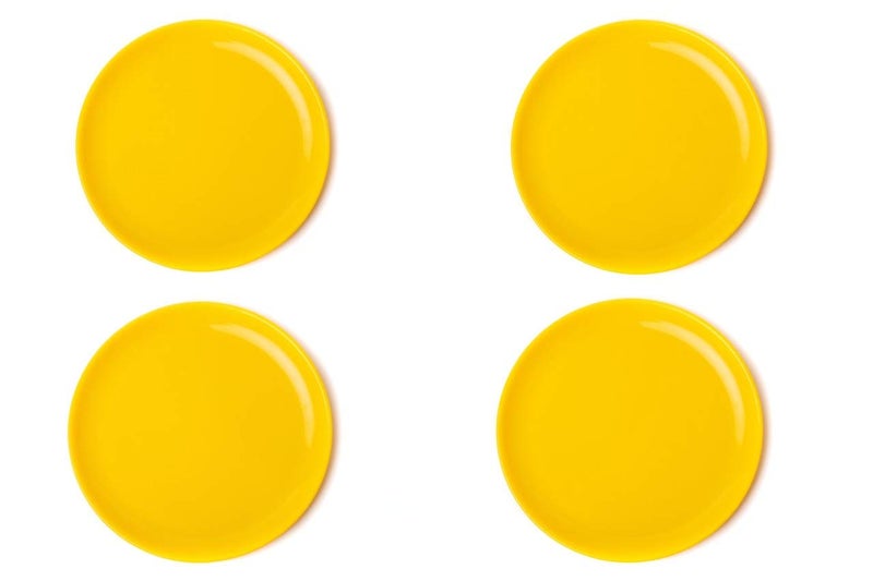 URMILA PLASTIC® Microwave Safe & Unbreakable Round Full Dinner Plates (Set of 4, Yellow) 11 inch - Image 1