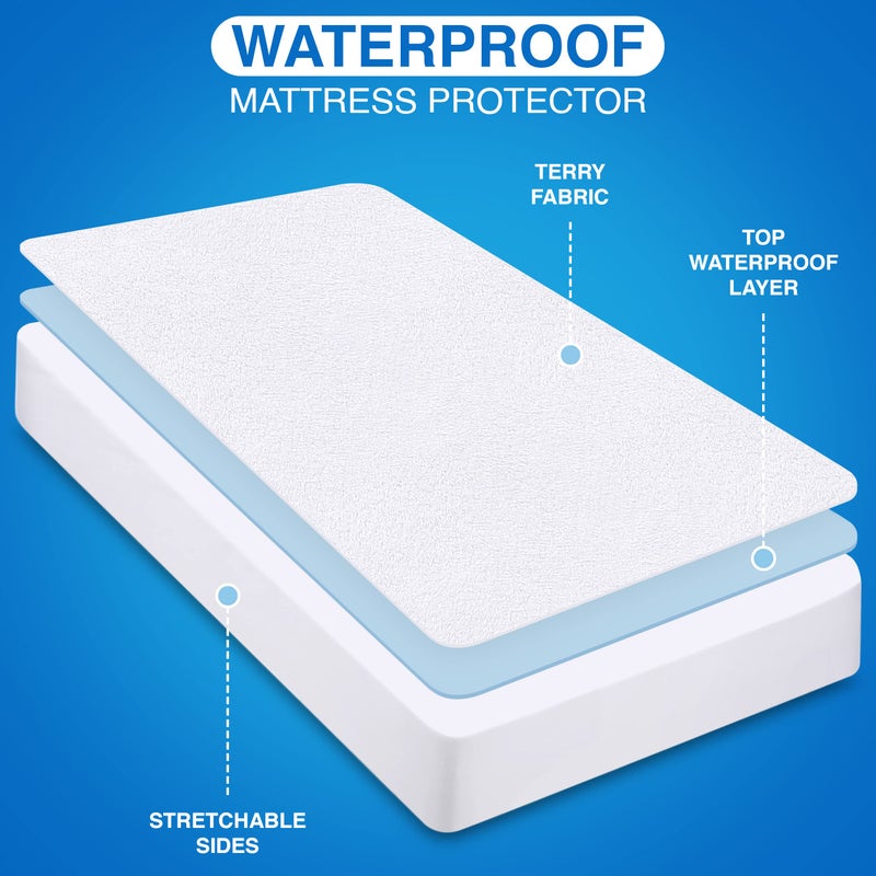 Utopia Bedding Premium Waterproof Terry Mattress Protector Full 200 GSM  Mattress Cover  Breathable  Fitted Style with Stretchable Pockets (White) - Image 5
