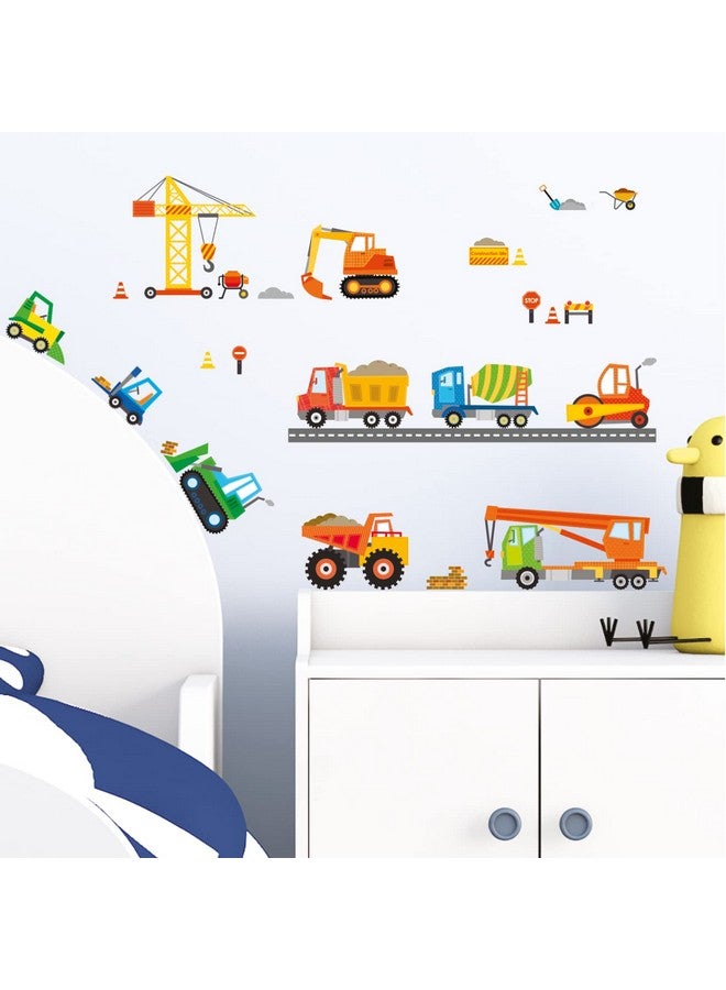 Decowall Ds8012 Construction Vehicles Cars Transport Kids Wall Stickers Wall Decals Peel And Stick Removable Wall Stickers For Kids Nursery Bedroom Living Room Decor 1712 - Image 4