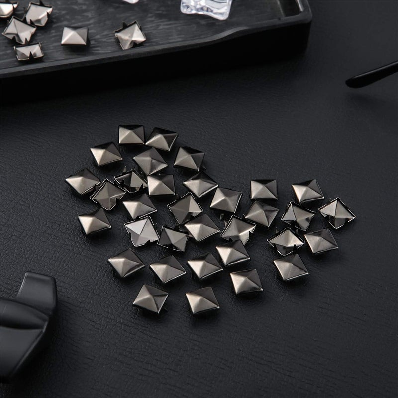 Jovitec 400 Pieces 10 mm Square Rivets Bag Leather Clothing Shoes Rivet Handicraft DIY Spikes Spots Studs Accessories with Straight Tipped Scratch Awl Craft Tool Black - Image 5