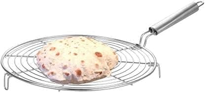 ONSUR Roasting Grill Pan Stainless Steel Mess Jali Pan Round Shaped Tawa Type Fulka Roti Mess Pan with Steel Handle Good Heat Conductor Across The Pan Rost Chappati roti Direct on Gas Stove - Image 1