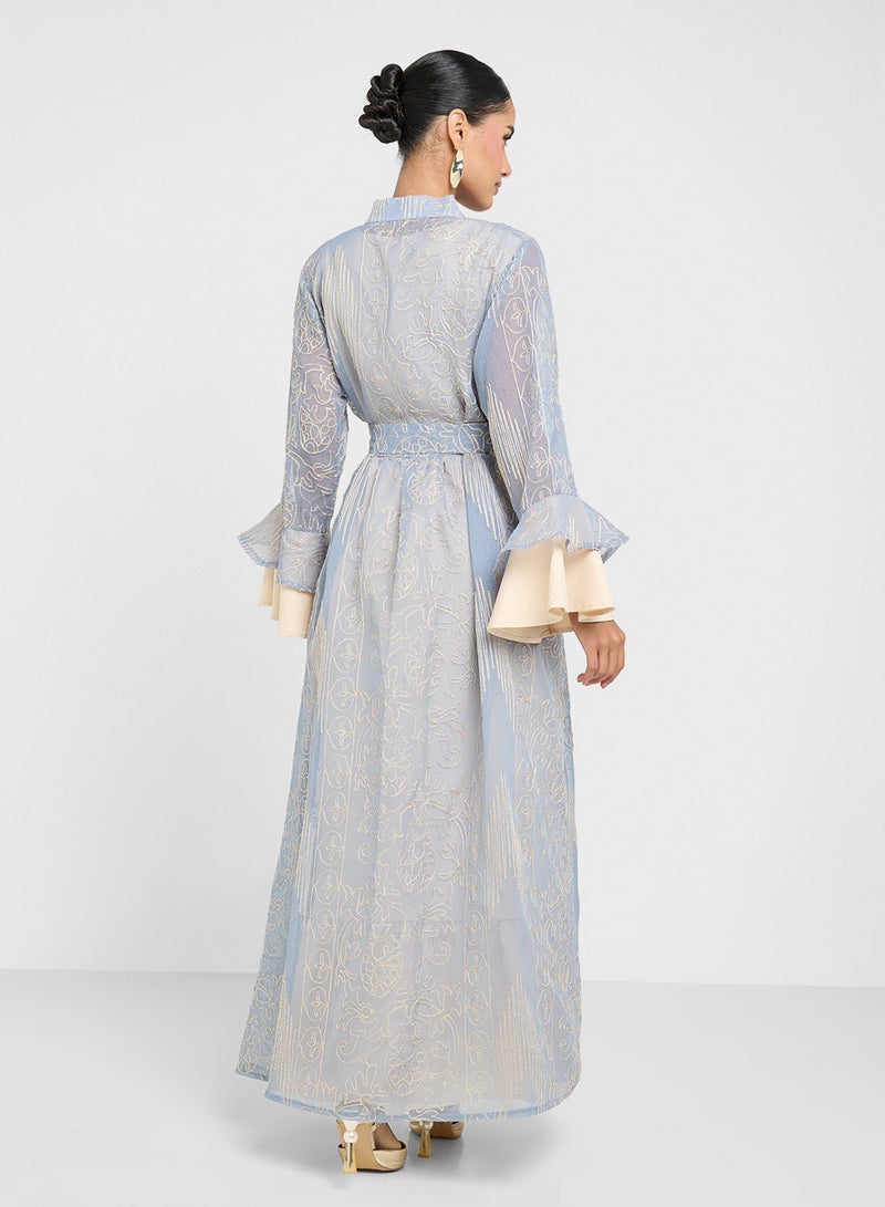 Khizana Printed Abaya With Inner - Image 2