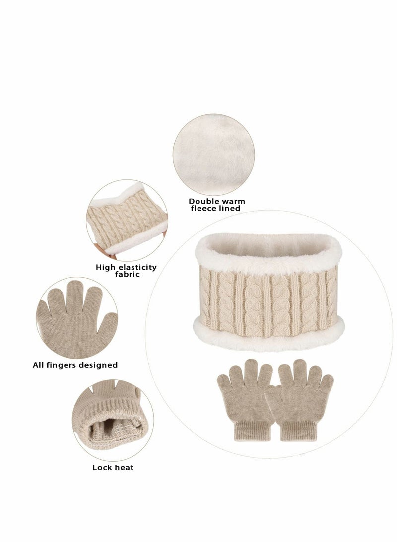 SYOSI Kids Beanie Hat Scarf Gloves Set Knit Winter Warm Set for Toddler Boys Girls for 1-6 Years Old Kids Winter Beanie Hat Scarf Gloves Set with Knit Thick Warm Fleece Lined  - Image 4