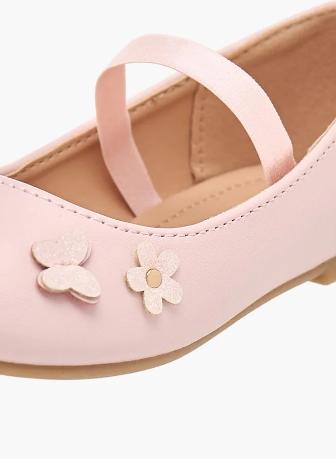 Flora Bella By Shoexpress Girls Ballerina Shoes With Elastic And Butterfly Details