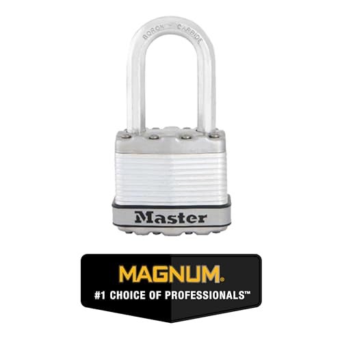 Master Lock قفل ماستر لوك سيلفر ماغنوم الخارجي مع مفتاح، أقفال بوابة متشابهة المفاتيح للخارجية سياج أو مخزن مع شاكلة طويلة، 4 عبوات، M1XQLFCCSEN - Image 2