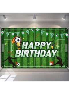 Tatuo Soccer Birthday Party Backdrop Football Field Photo Background Soccer Theme Birthday Party Decorations Photo Booth Props For Boys Kids Cake Table Decorations 5.9 X 3.6 Feet  - Image 2