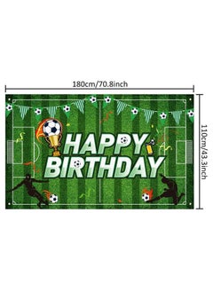Tatuo Soccer Birthday Party Backdrop Football Field Photo Background Soccer Theme Birthday Party Decorations Photo Booth Props For Boys Kids Cake Table Decorations 5.9 X 3.6 Feet  - Image 3