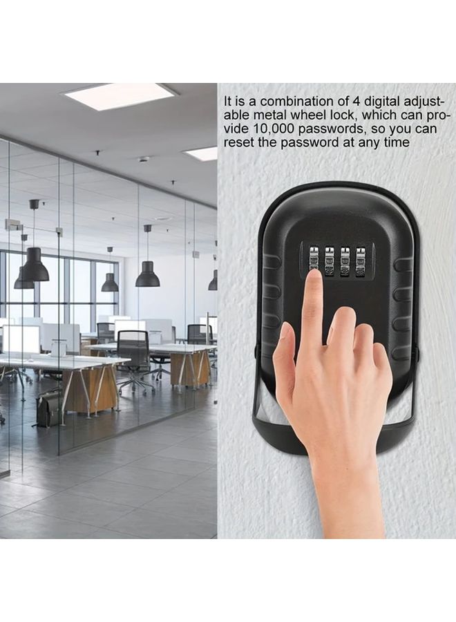 Black Key Safe Lock Box Wall Mounted 4 Digit Code Outdoor Key Storage - Image 1