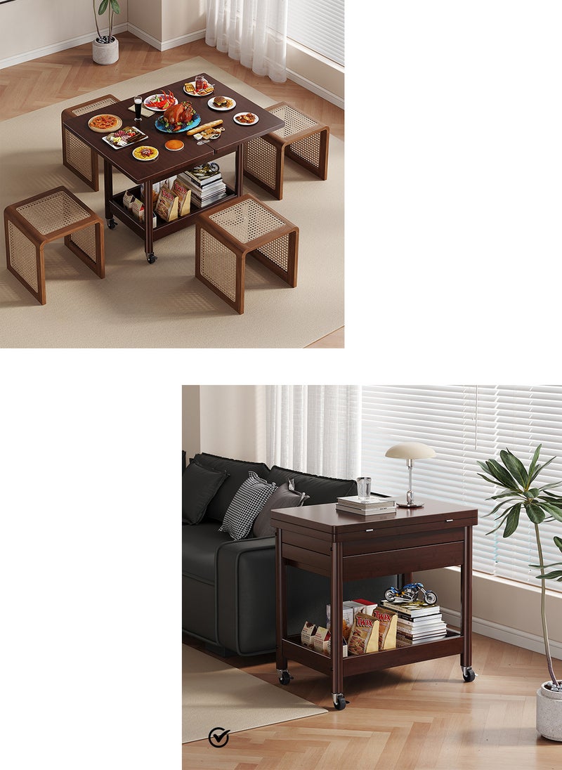 Sharpdo Sofa Side Table with Wheels,Coffee Table for Living Room Trolley Rack, Side Cabinet 64*53*53CM - Image 2