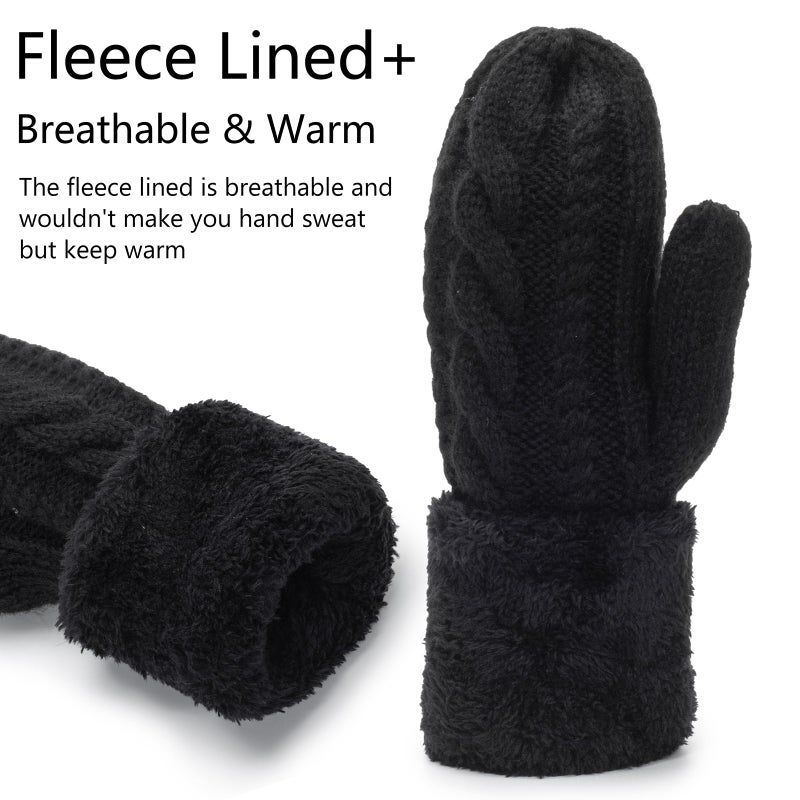 XuoAz Adult-Winter-Warm-Mittens Thermal-Fleece-Gloves Knit Cute-Mittens for Women Cold Weather - Image 2