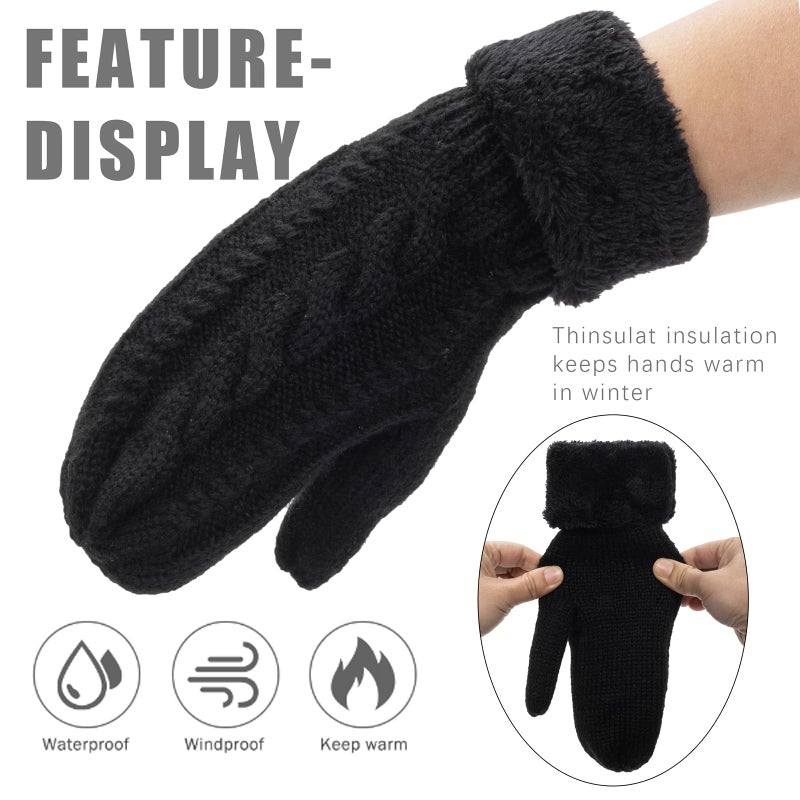 XuoAz Adult-Winter-Warm-Mittens Thermal-Fleece-Gloves Knit Cute-Mittens for Women Cold Weather - Image 3