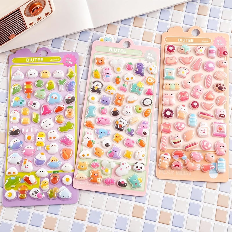 Biutee 3D Puffy Stickers - 10 Sheets of 500+ Kawaii Cute Mini Decorative Bubble Stickers for Phone Cases, Notebooks, and Scrapbooks - Image 5