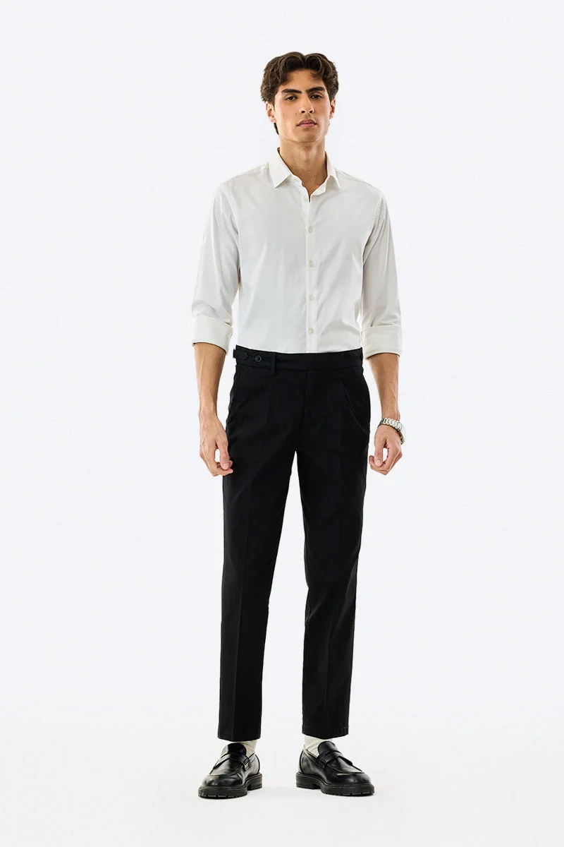 سنيتش Black Solid Relaxed Casual Trousers