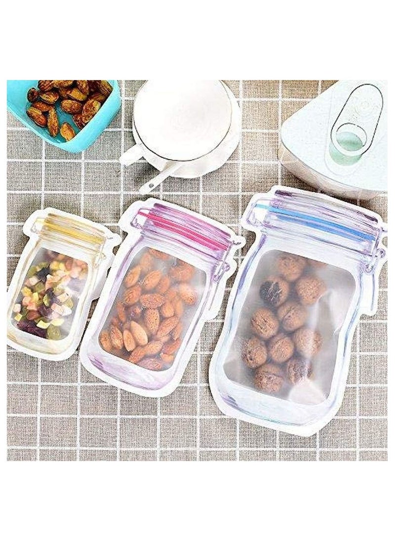 Binshihon 3 Piece Zip Lock Reusable Food Pouch Transparent Multicolour  - Image 4