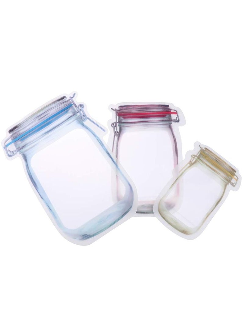 Binshihon 3 Piece Zip Lock Reusable Food Pouch Transparent Multicolour  - Image 1