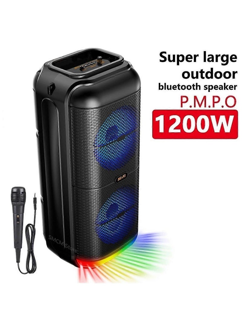 Denx 1200W extremely large outdoor Bluetooth speaker with dual 6-inch horn subwoofers and microphone - Image 3