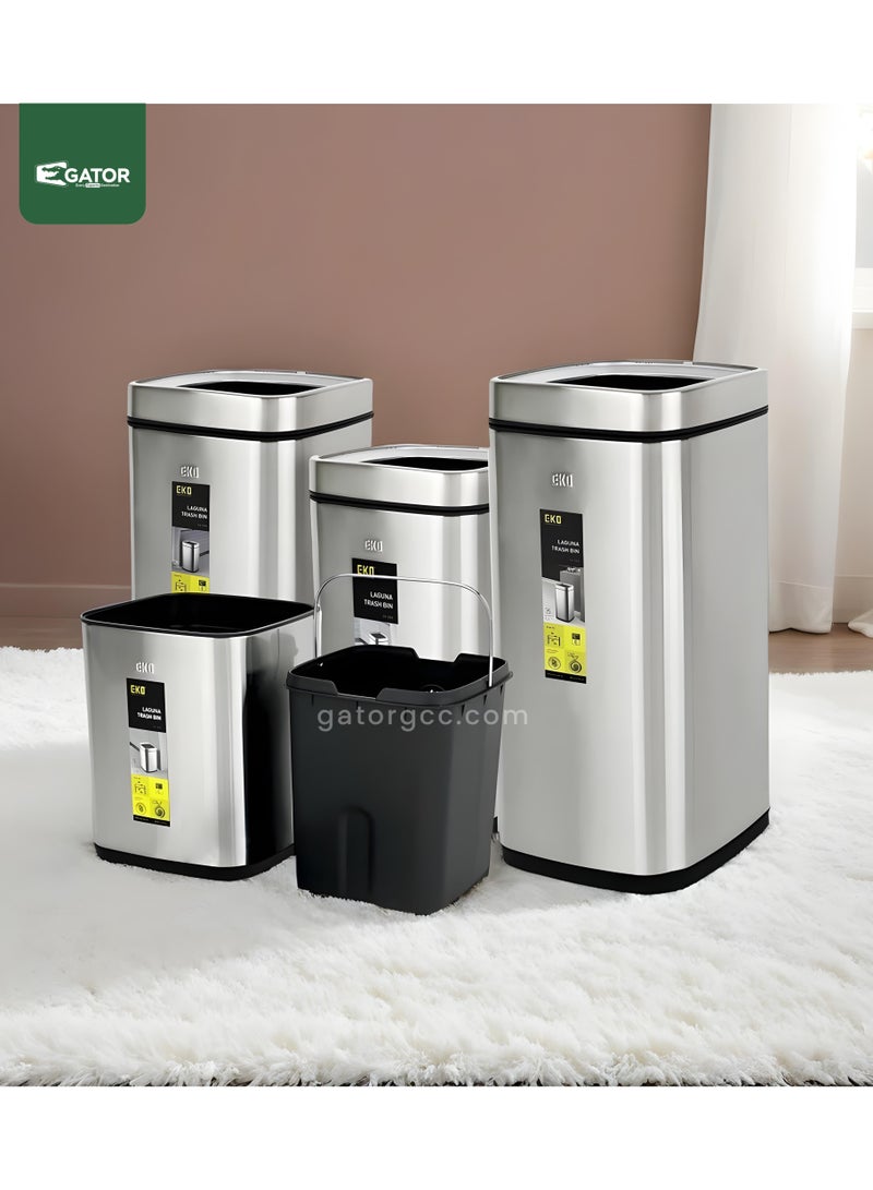 EKO EKO Stainless Steel Fingerprint Proof Open Top Trash Bin 9L - Image 4