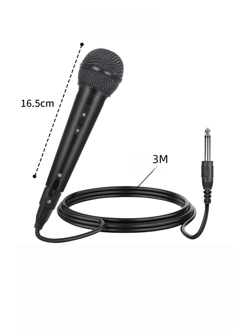 ميكروفون سلكي ديناميكي محمول باليد مزود بزر تشغيل/إيقاف – مقبس ‎6.35‎ مم، كابل بطول ‎3‎ أمتار، نمط قلبي الاتجاه، متوافق مع أجهزة الكاريوكي والمضخمات ومكبرات الصوت - Image 2