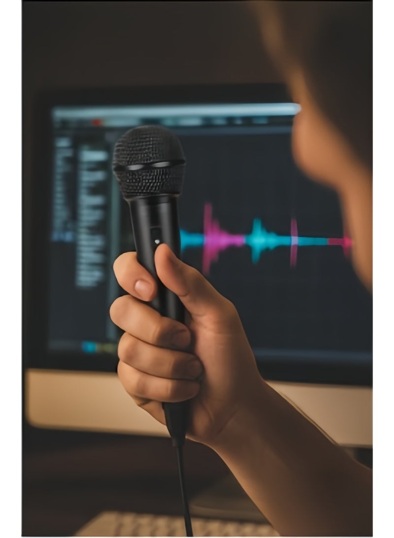 ميكروفون سلكي ديناميكي محمول باليد مزود بزر تشغيل/إيقاف – مقبس ‎6.35‎ مم، كابل بطول ‎3‎ أمتار، نمط قلبي الاتجاه، متوافق مع أجهزة الكاريوكي والمضخمات ومكبرات الصوت - Image 5