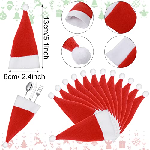 Sawysine 36Pieces Christmas Silverware Holders Christmas Stockings Dinner Table Decorations Mini Santa Hats Cutlery Holder Fork Spoon Knife Storage Bag for Dinnerware Xmas Holiday Dinner Supplies - Image 2