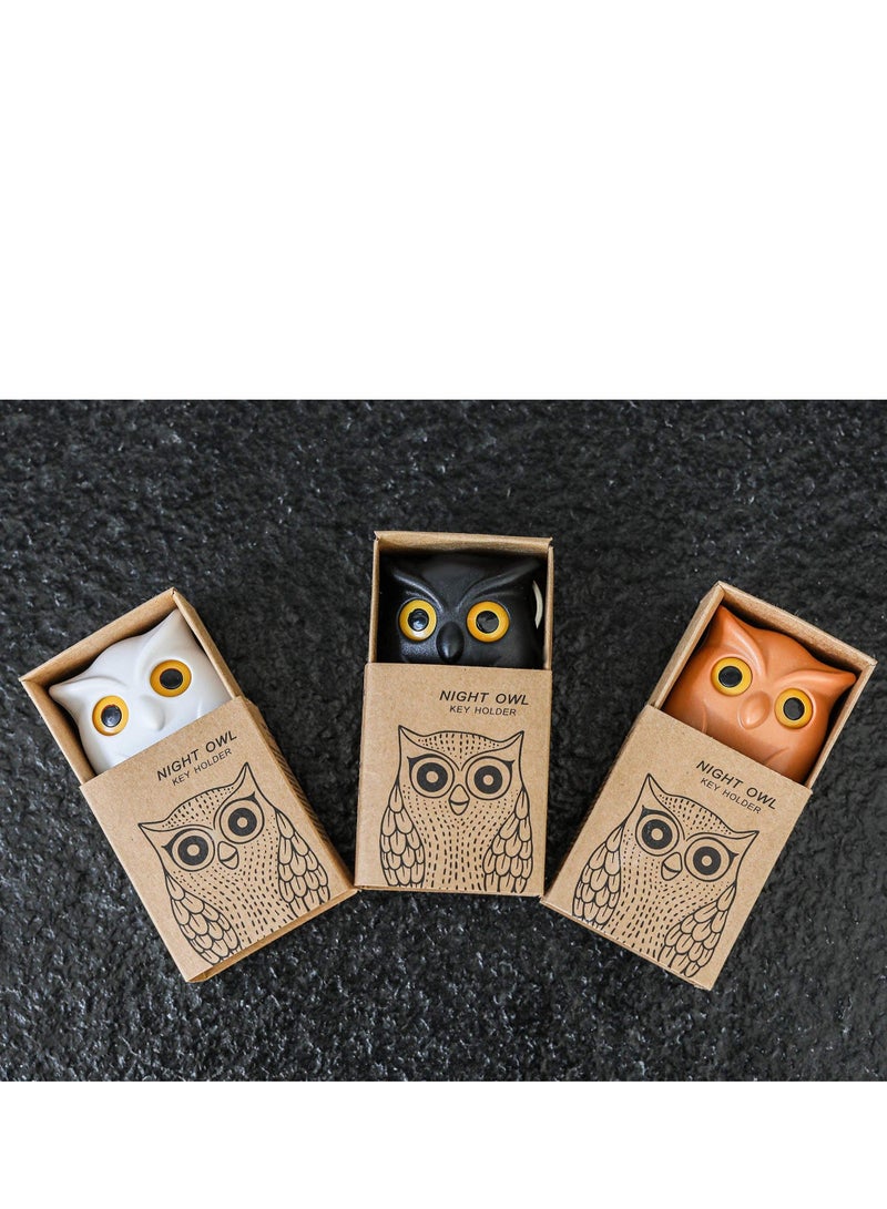 Magnetic Owl Key Holder Set with Automatic Open Close Eyes, 3 Pcs Cute Night Owl Keyring Holder for Wall, Easy Wall Mounting with Self-Adhesive Tape  - Image 5
