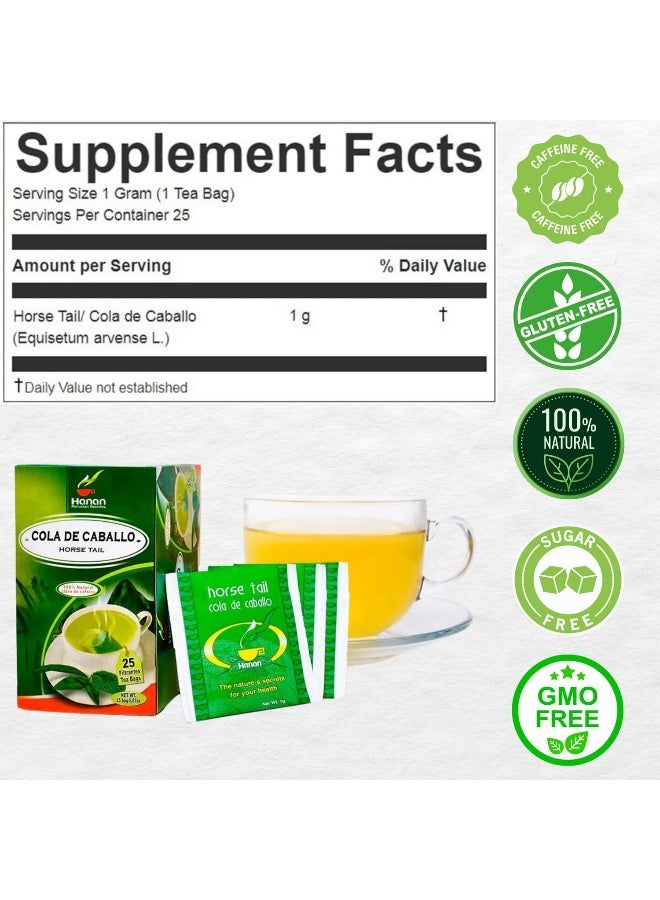 Hanan Horsetail Tea (Cola de Caballo) - 25 Teabags of All-Natural Horse Tail from Peru a.k.a. Shavegrass, Snake Grass, Equisetum, Puzzlegrass - Image 2