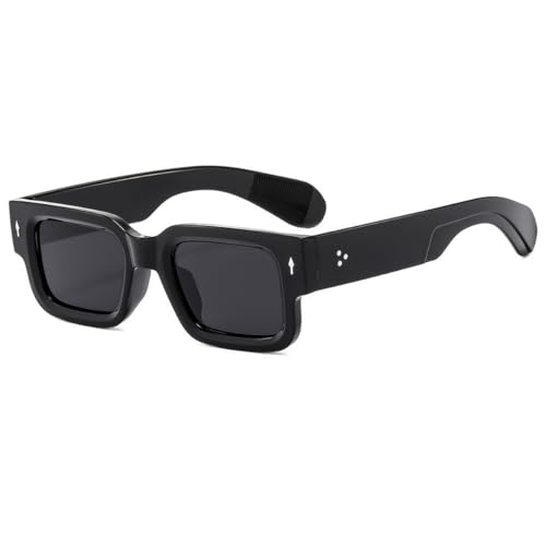 IKUVNA Square Thick Frame Rectangle Sunglasses for Women Men Retro Sunglasses Trendy Chunky Eyewear Black Shades (Black) - Image 1