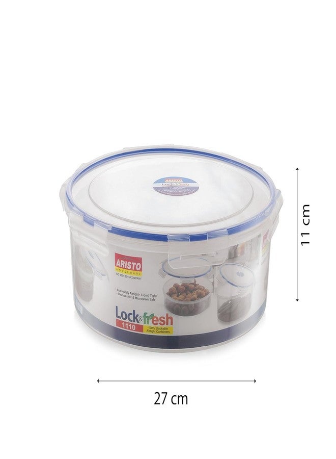 Aristo Lock & Fresh 1110 Multi-Purpose Plastic Containers With Lid For Kitchen Storage Pulses, Rice,Snacks,Multipurpose Use |Food Grade Bpa Free Leak, Set of 3 Transparent - Image 2