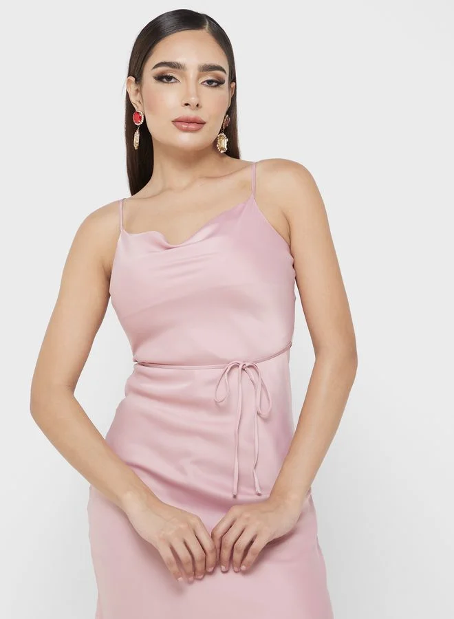 YAS Satin Cowl Neck Dress