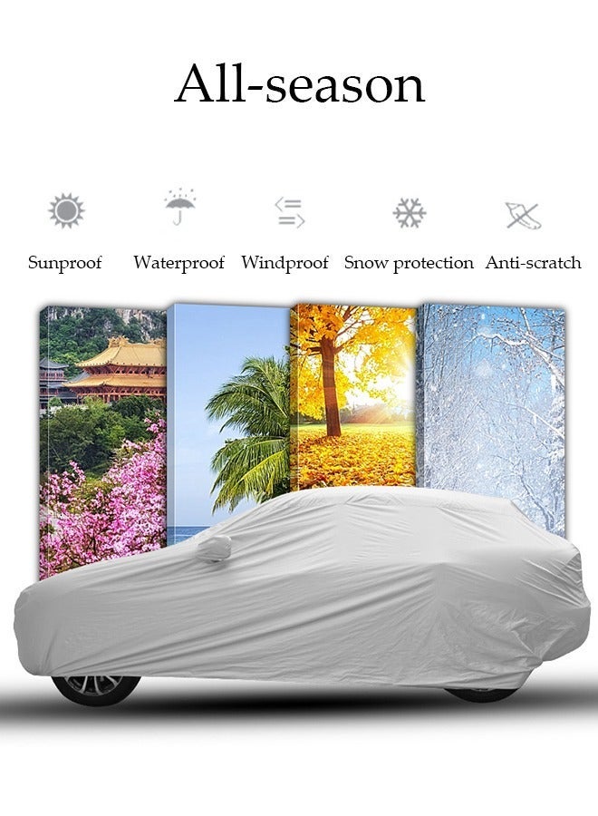DUNISO Full Car Covers Sunscreen UV Protection Indoor Outdoor Sunscreen Heat Protection DustWind/Water/Weatherproof Anti-Uv Scratch-Resistant Sedan Universal Suit XL - Image 2