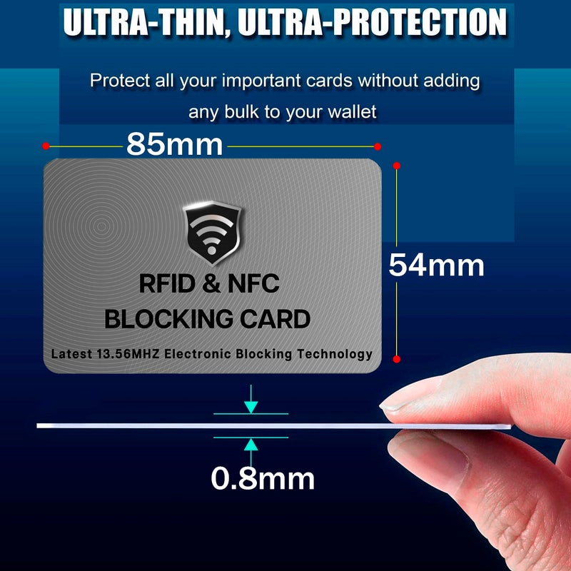 SaiTech IT 5 Pack RFID Blocking Cards, One Protects Entire Wallet Purse, NFC Contactless Bank Debit Credit Card Protector ID ATM Guard - Grey - Image 2