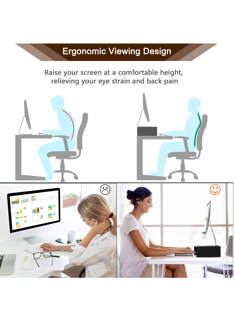 Home Desktop Raised Office Computer Monitor Stand Multifunction Desktop Item Storage Organizer Compartment