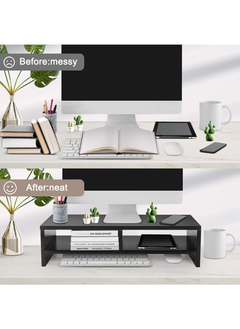 Home Desktop Raised Office Computer Monitor Stand Multifunction Desktop Item Storage Organizer Compartment