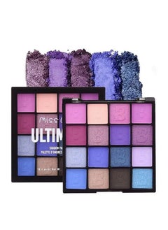 16 Colors Shimmer Matte Eyeshadow Palette, Waterproof Color pop Navy Blue Eyeshadow Purple Eye Shadow Paleta Series, Matt Powder Pressed Eye Pallet, Highly Pigmented Shiny Glitter Eyeshadow Makeup