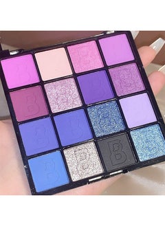 MISS 16 Colors Shimmer Matte Eyeshadow Palette, Waterproof Color pop Navy Blue Eyeshadow Purple Eye Shadow Paleta Series, Matt Powder Pressed Eye Pallet, Highly Pigmented Shiny Glitter Eyeshadow Makeup  - Image 3