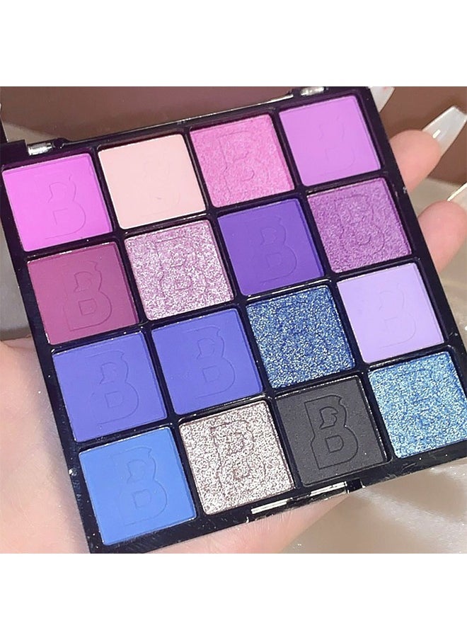 MISS - 16 Colors Shimmer Matte Eyeshadow Palette, Waterproof Color pop Navy Blue Eyeshadow Purple Eye Shadow Paleta Series, Matt Powder Pressed Eye Pallet, Highly Pigmented Shiny Glitter Eyeshadow Makeup - Image 1