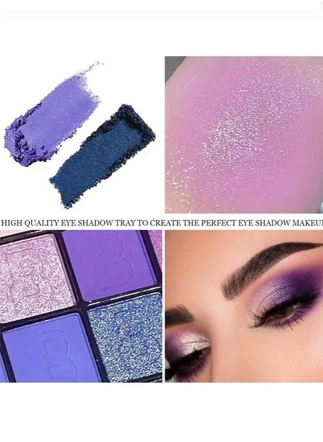 MISS - 16 Colors Shimmer Matte Eyeshadow Palette, Waterproof Color pop Navy Blue Eyeshadow Purple Eye Shadow Paleta Series, Matt Powder Pressed Eye Pallet, Highly Pigmented Shiny Glitter Eyeshadow Makeup - Image 1