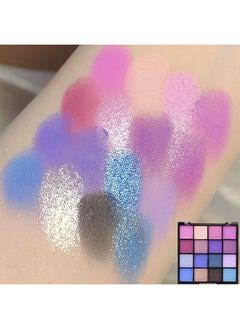 MISS 16 Colors Shimmer Matte Eyeshadow Palette, Waterproof Color pop Navy Blue Eyeshadow Purple Eye Shadow Paleta Series, Matt Powder Pressed Eye Pallet, Highly Pigmented Shiny Glitter Eyeshadow Makeup  - Image 4
