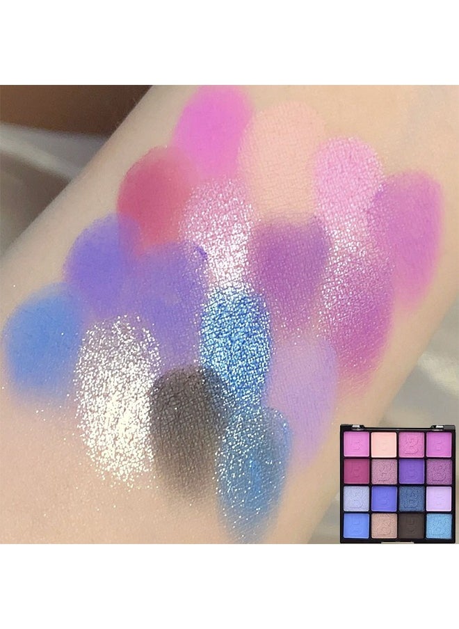 MISS - 16 Colors Shimmer Matte Eyeshadow Palette, Waterproof Color pop Navy Blue Eyeshadow Purple Eye Shadow Paleta Series, Matt Powder Pressed Eye Pallet, Highly Pigmented Shiny Glitter Eyeshadow Makeup - Image 1