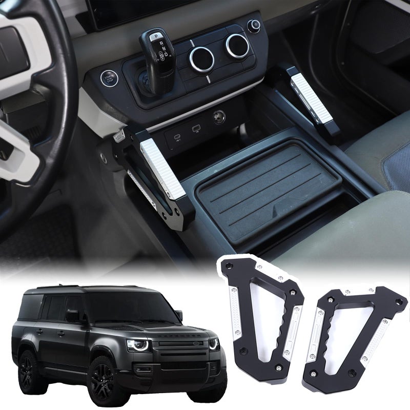 Bekantogy 2PCS Central Control Grab Handles Compatible with Land Rover Defender 90 110 130 20202024 Aluminum Alloy Grip Handle for Armrest Both Side Interior Accessories Black Silve - Image 2