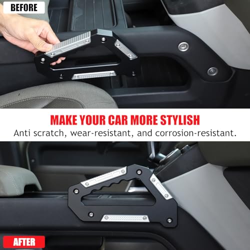Bekantogy 2PCS Central Control Grab Handles Compatible with Land Rover Defender 90 110 130 20202024 Aluminum Alloy Grip Handle for Armrest Both Side Interior Accessories Black Silve - Image 3
