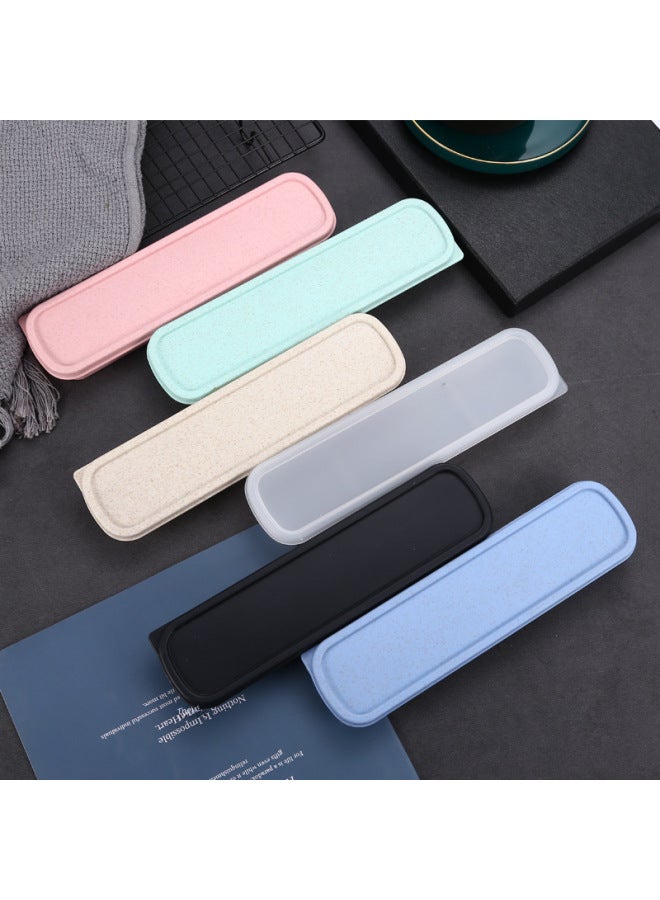 Portable Travel Outdoor Plastic Empty Box Wheat Straw Cutlery Set Storage Box Spoon Fork Chopsticks Utensils-Specifications:23cm Nordic Green (inner Diameter 21CM)