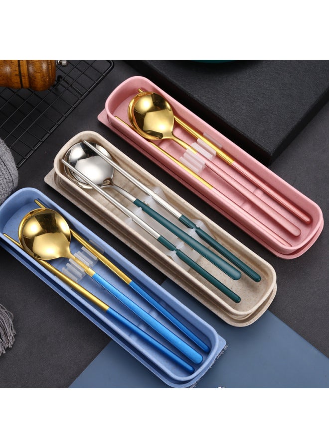 Portable Travel Outdoor Plastic Empty Box Wheat Straw Cutlery Set Storage Box Spoon Fork Chopsticks Utensils-Specifications:23cm Nordic Green (inner Diameter 21CM)