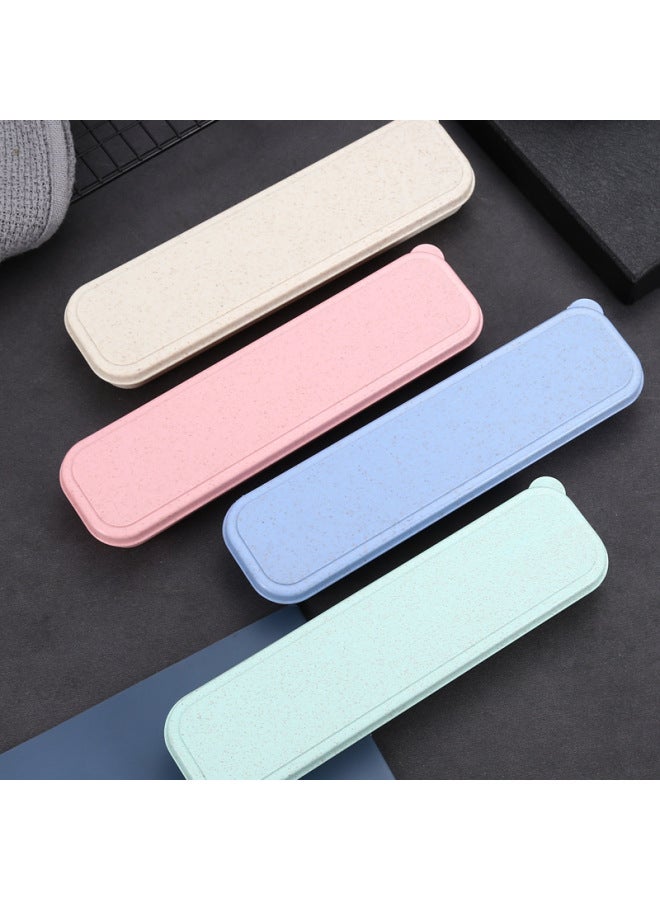 Portable Travel Outdoor Plastic Empty Box Wheat Straw Cutlery Set Storage Box Spoon Fork Chopsticks Utensils-Specifications:23cm Nordic Green (inner Diameter 21CM)
