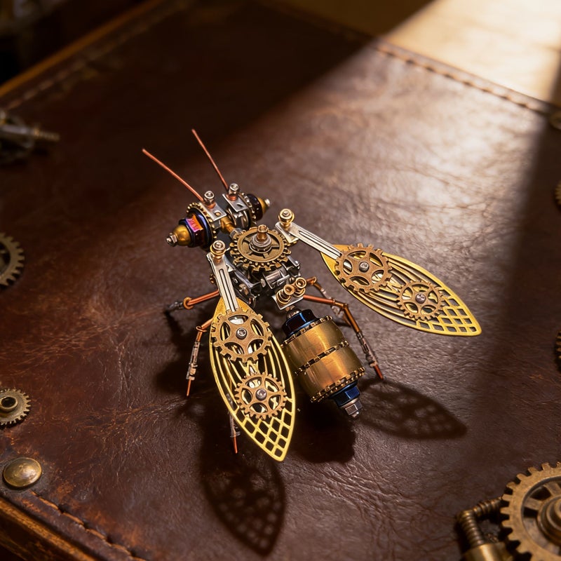 Steampunk Mechanical Bee 3D Puzzle A023 Gold Metal Insect Model Kit DIY Flying Robot Desktop Decoration - Image 3