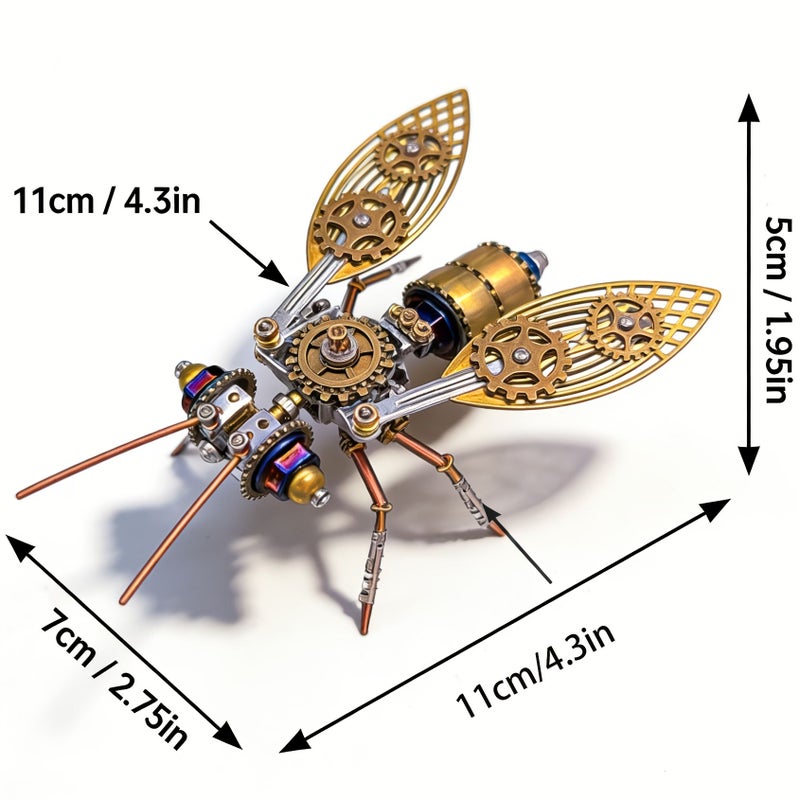 Steampunk Mechanical Bee 3D Puzzle A023 Gold Metal Insect Model Kit DIY Flying Robot Desktop Decoration - Image 2
