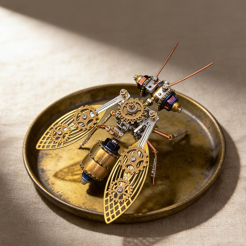 Steampunk Mechanical Bee 3D Puzzle A023 Gold Metal Insect Model Kit DIY Flying Robot Desktop Decoration - Image 1