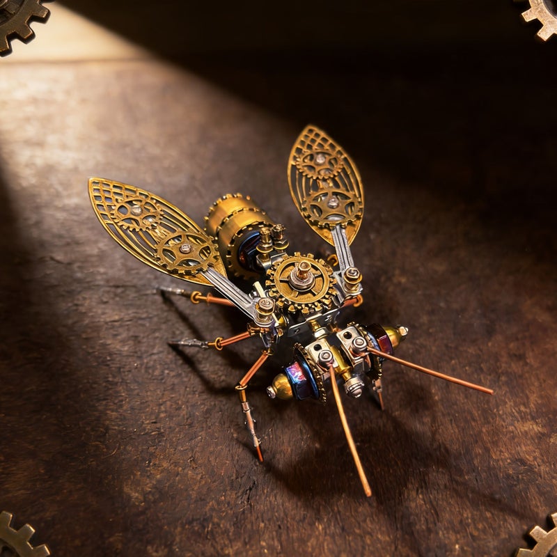 Steampunk Mechanical Bee 3D Puzzle A023 Gold Metal Insect Model Kit DIY Flying Robot Desktop Decoration - Image 4